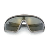 Mens Classic Oversized Shield Color Mirror Wrap Around Sport Plastic Sunglasses