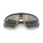 Mens Classic Oversized Shield Color Mirror Wrap Around Sport Plastic Sunglasses