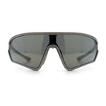 Mens Classic Oversized Shield Color Mirror Wrap Around Sport Plastic Sunglasses