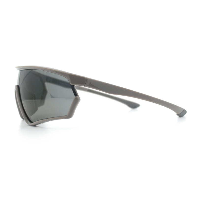 Mens Classic Oversized Shield Color Mirror Wrap Around Sport Plastic Sunglasses