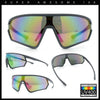Mens Classic Oversized Shield Color Mirror Wrap Around Sport Plastic Sunglasses