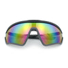 Mens Classic Oversized Shield Color Mirror Wrap Around Sport Plastic Sunglasses