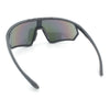 Mens Classic Oversized Shield Color Mirror Wrap Around Sport Plastic Sunglasses