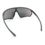 Mens Classic Oversized Shield Color Mirror Wrap Around Sport Plastic Sunglasses