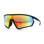 Mens Classic Oversized Shield Color Mirror Wrap Around Sport Plastic Sunglasses