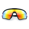 Mens Classic Oversized Shield Color Mirror Wrap Around Sport Plastic Sunglasses