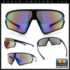 Mens Classic Oversized Shield Color Mirror Wrap Around Sport Plastic Sunglasses