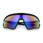 Mens Classic Oversized Shield Color Mirror Wrap Around Sport Plastic Sunglasses