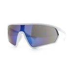 Mens Classic Oversized Shield Color Mirror Wrap Around Sport Plastic Sunglasses