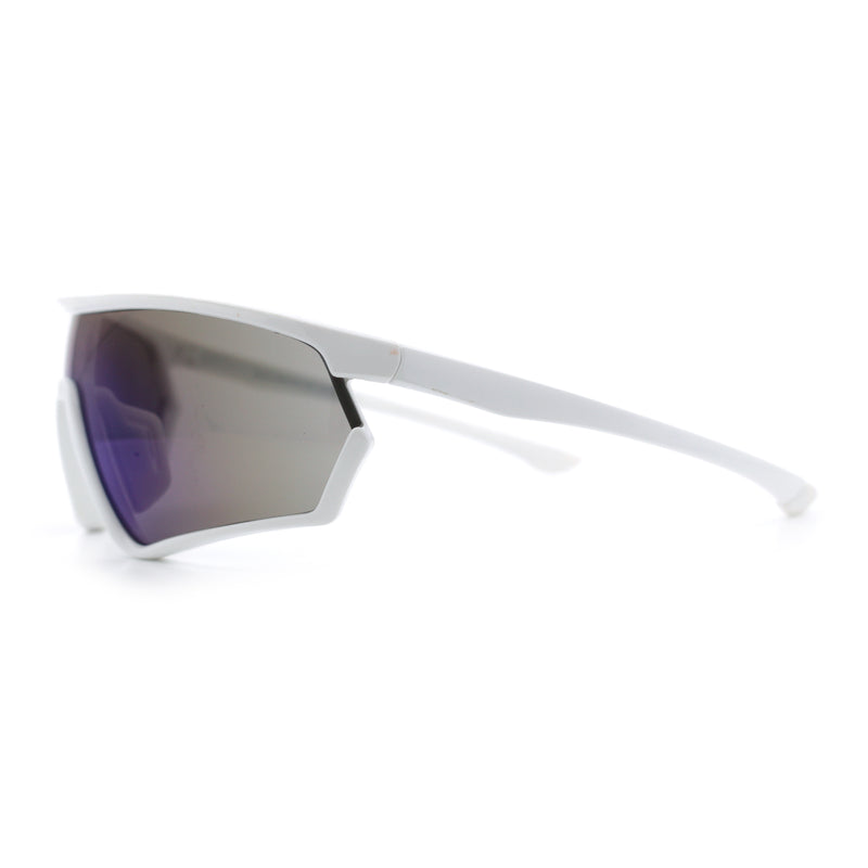 Mens Classic Oversized Shield Color Mirror Wrap Around Sport Plastic Sunglasses