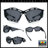 Trendy Y2K Sport Fashion Geometric Vented Oversized Wrap Around Plastic Sunglasses