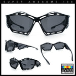 Trendy Y2K Sport Fashion Geometric Vented Oversized Wrap Around Plastic Sunglasses
