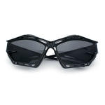 Trendy Y2K Sport Fashion Geometric Vented Oversized Wrap Around Plastic Sunglasses