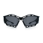 Trendy Y2K Sport Fashion Geometric Vented Oversized Wrap Around Plastic Sunglasses