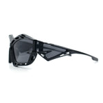Trendy Y2K Sport Fashion Geometric Vented Oversized Wrap Around Plastic Sunglasses
