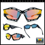 Trendy Y2K Sport Fashion Geometric Vented Oversized Wrap Around Plastic Sunglasses