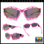 Trendy Y2K Sport Fashion Geometric Vented Oversized Wrap Around Plastic Sunglasses