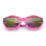 Trendy Y2K Sport Fashion Geometric Vented Oversized Wrap Around Plastic Sunglasses
