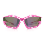 Trendy Y2K Sport Fashion Geometric Vented Oversized Wrap Around Plastic Sunglasses