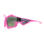 Trendy Y2K Sport Fashion Geometric Vented Oversized Wrap Around Plastic Sunglasses