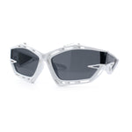 Trendy Y2K Sport Fashion Geometric Vented Oversized Wrap Around Plastic Sunglasses
