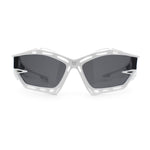 Trendy Y2K Sport Fashion Geometric Vented Oversized Wrap Around Plastic Sunglasses