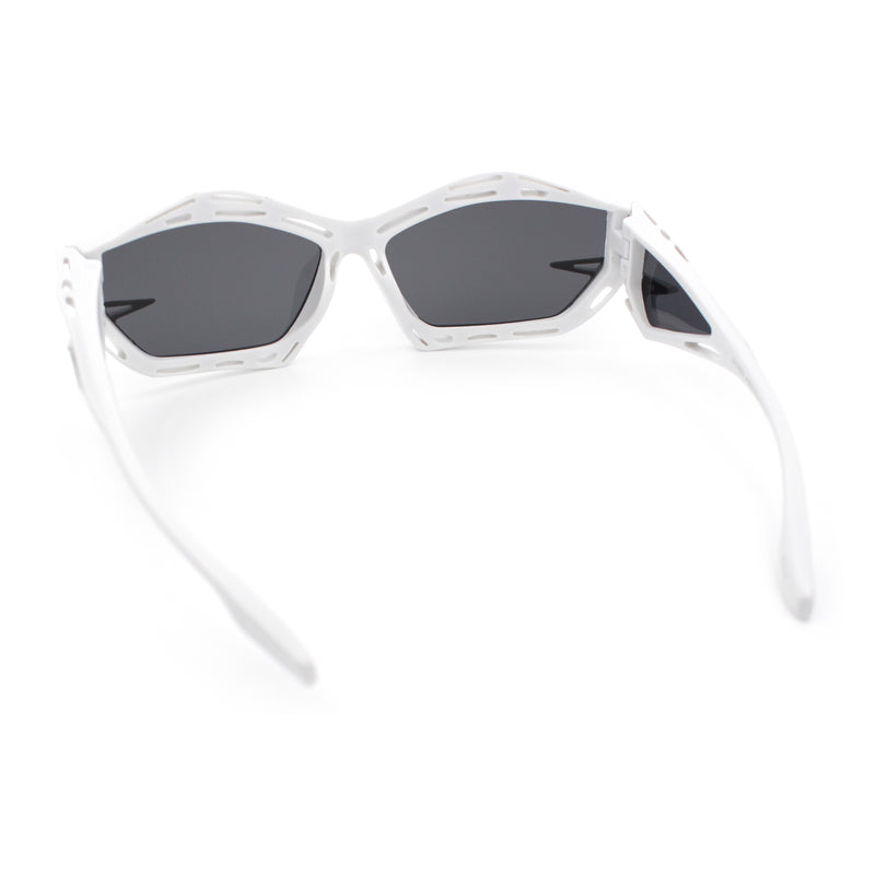 Trendy Y2K Sport Fashion Geometric Vented Oversized Wrap Around Plastic Sunglasses