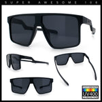 Kush Manly Futuristic Flat Top Bolt Arm All Black Oversized Racer Sunglasses