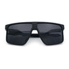 Kush Manly Futuristic Flat Top Bolt Arm All Black Oversized Racer Sunglasses