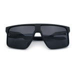 Kush Manly Futuristic Flat Top Bolt Arm All Black Oversized Racer Sunglasses