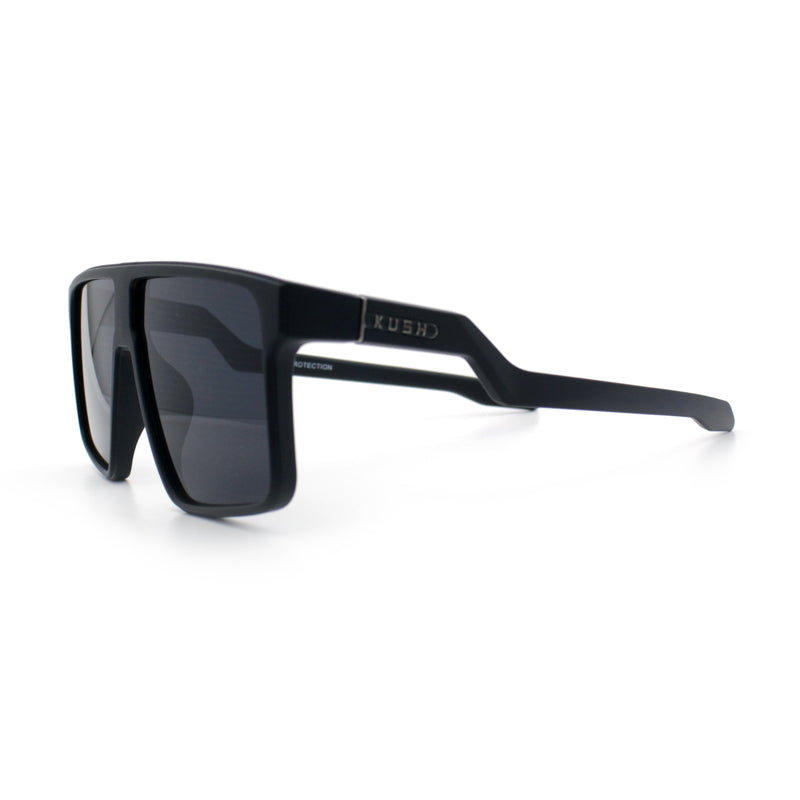 Kush Manly Futuristic Flat Top Bolt Arm All Black Oversized Racer Sunglasses