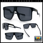 Kush Manly Futuristic Flat Top Bolt Arm All Black Oversized Racer Sunglasses