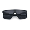 Kush Manly Futuristic Flat Top Bolt Arm All Black Oversized Racer Sunglasses