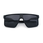 Kush Manly Futuristic Flat Top Bolt Arm All Black Oversized Racer Sunglasses