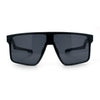 Kush Manly Futuristic Flat Top Bolt Arm All Black Oversized Racer Sunglasses