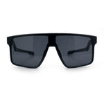 Kush Manly Futuristic Flat Top Bolt Arm All Black Oversized Racer Sunglasses