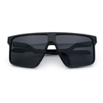 Kush Manly Futuristic Flat Top Bolt Arm All Black Oversized Racer Sunglasses
