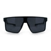 Kush Manly Futuristic Flat Top Bolt Arm All Black Oversized Racer Sunglasses