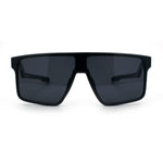 Kush Manly Futuristic Flat Top Bolt Arm All Black Oversized Racer Sunglasses