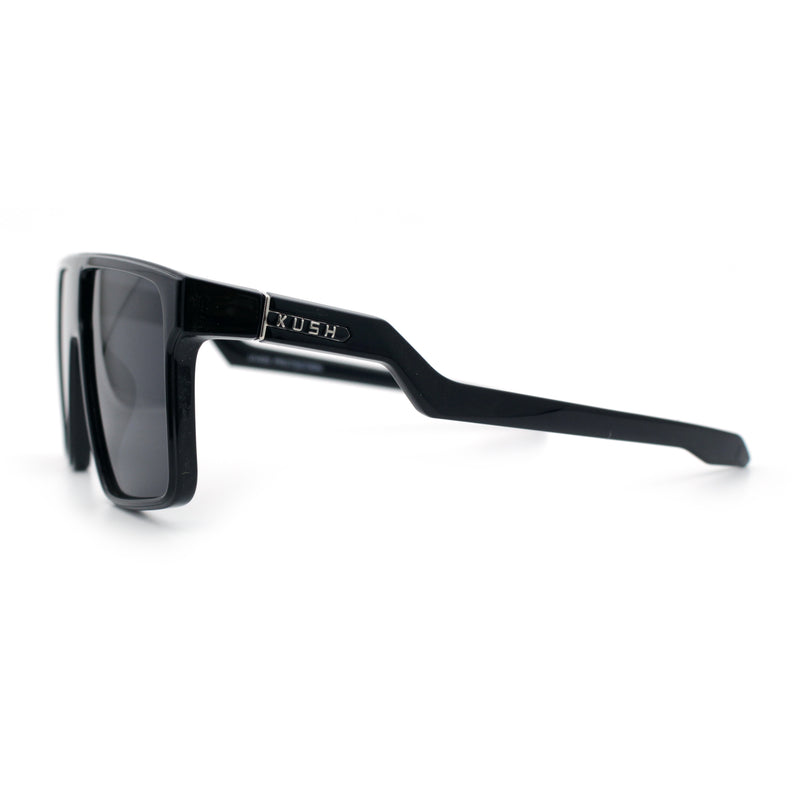 Kush Manly Futuristic Flat Top Bolt Arm All Black Oversized Racer Sunglasses