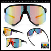 Oversized Geometric Bevel Cut Mono Shield Wrap Half Rim Sport Sunglasses