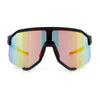 Oversized Geometric Bevel Cut Mono Shield Wrap Half Rim Sport Sunglasses