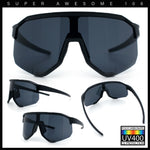 Oversized Geometric Bevel Cut Mono Shield Wrap Half Rim Sport Sunglasses