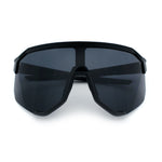 Oversized Geometric Bevel Cut Mono Shield Wrap Half Rim Sport Sunglasses