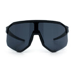 Oversized Geometric Bevel Cut Mono Shield Wrap Half Rim Sport Sunglasses