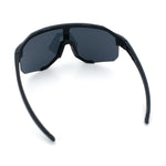 Oversized Geometric Bevel Cut Mono Shield Wrap Half Rim Sport Sunglasses