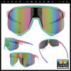 Oversized Geometric Bevel Cut Mono Shield Wrap Half Rim Sport Sunglasses