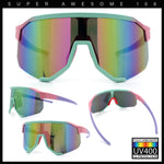 Oversized Geometric Bevel Cut Mono Shield Wrap Half Rim Sport Sunglasses