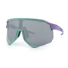 Oversized Geometric Bevel Cut Mono Shield Wrap Half Rim Sport Sunglasses