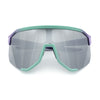 Oversized Geometric Bevel Cut Mono Shield Wrap Half Rim Sport Sunglasses